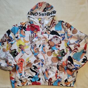 MEMBERS ONLY Jacket Space Jam Looney Tune Squad Hooded Windbreaker Size 4X